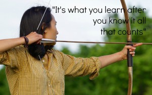 woman - archery - new skills - text